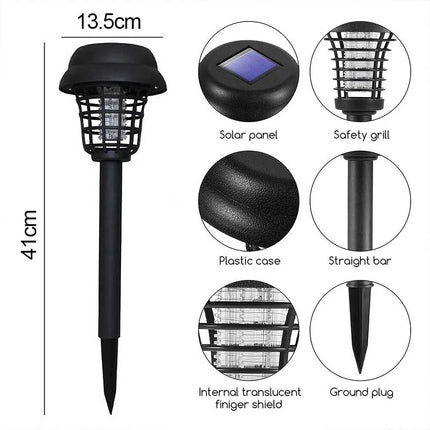 Solar Powered Zapper Lamp Light Outdoor Garden Mosquito Fly Bug Insect Killer