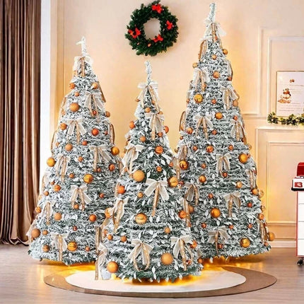 Pre-Decorated Christmas Tree Foldable Holiday Decoration With LED lights Xmas