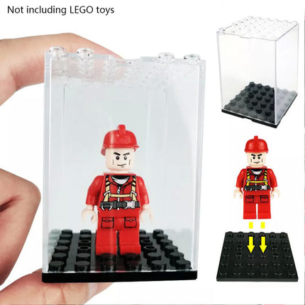 5PCS Lego Minifigure Display Case New Clear Black Base Box Suitable Stackable