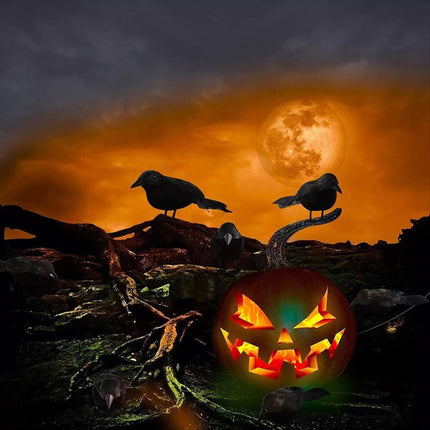 6X Halloween Crows Prop Black Realistic Raven Feathered Décor Spooky Party Home