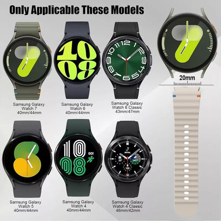 Cream White For Samsung Galaxy Watch 7 6 5 4 FE 40mm 44mm Sport Silicone Watch Band Strap Au