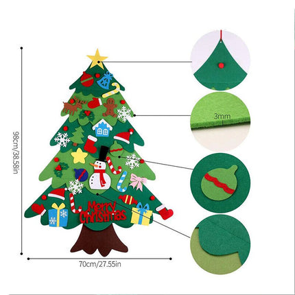 Felt Christmas Tree Set DIY with 32pcs Removable Ornaments Xmas Hand Craft Decor