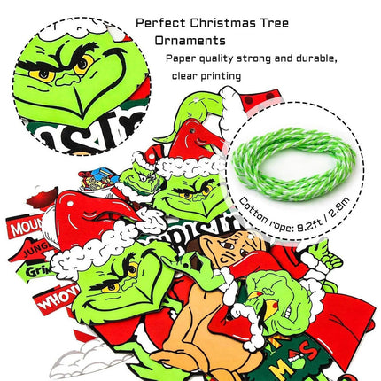 24 Piece Merry Christmas Grinch Ornaments Tree Hanging Decoration Figure Pendant