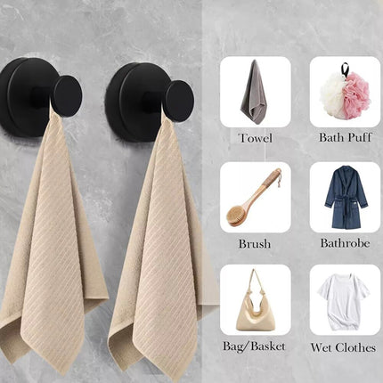 4Pcs Black Vacuum Wall Hook Hanger Holder Suction Cup Sucker Shower Towel Bathroom Kitchen