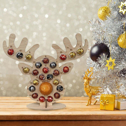 Party Elk  Chocolate Holder Christmas Advent Calendar Wooden Frame