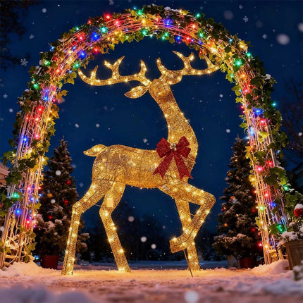 6ft Christmas Decoration Reindeer LED Lights Light up Solar Iron Frame Door De