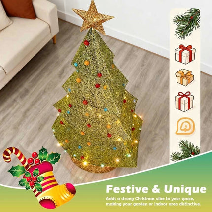 155cm iron made Christmas tree With LED Solar Powered Decorations Garden Lights