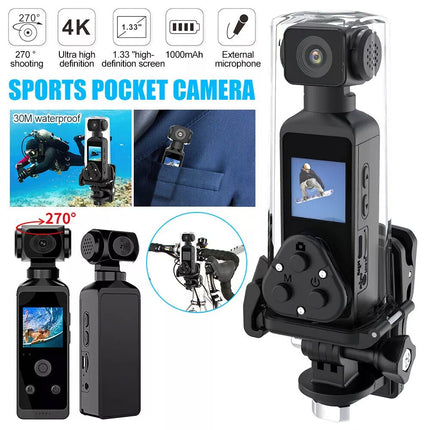 Handheld Action Camera 4K 270° Rotatable 30M Waterproof WIFI Pocket Camera