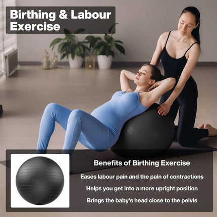 75cm Black Swiss Ball Yoga Ball Birth Ball Exercise Ball Pilates Gym