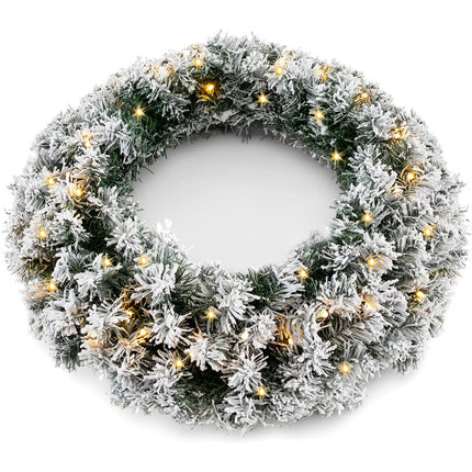 60CM Christmas Garland Wreath Xmas Hanging Decoration LED Lights Window Wall