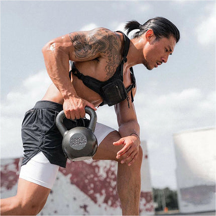 Men Running Shorts 2 in 1 Sports Jogging GYM Fitness Training Quick Dry Breathab Black