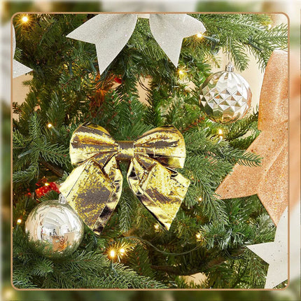 Gold Large Christmas Tree Bow Tie Xmas Party Decoration Decor Craft Wedding Ornament