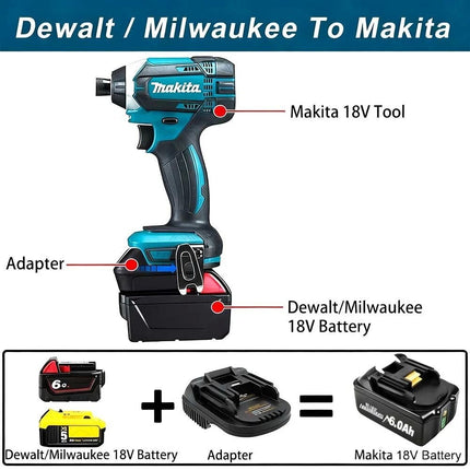 Battery Adapter for Dewalt Milwaukee Replace to MAKITA Battery DM18M Power