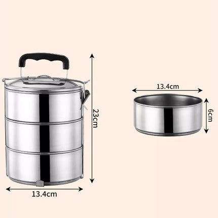 Stainless Steel Lunch Box Beautiful Tiffin Box Clip Carrier Bento Box 3 Layer