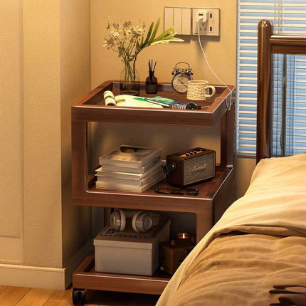 Rolling 3-Wheel Bedside Table Household Living Room Coffee Corner Table
