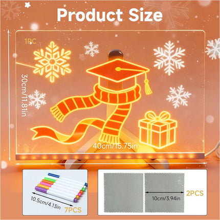 Illuminated Acrylic Message Board with Colorful LED Lights for Christmas Decor 30x20cm