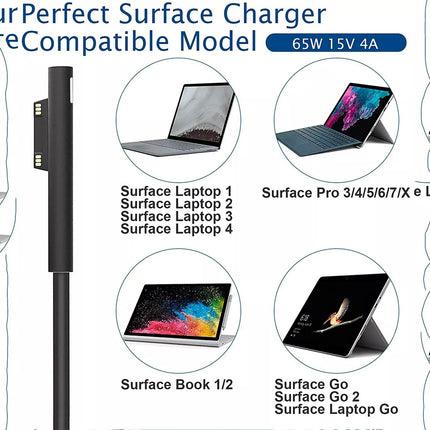 65W Power Supply Charger For Microsoft Surface Book Pro 3 4 5 6 7 Model 1706