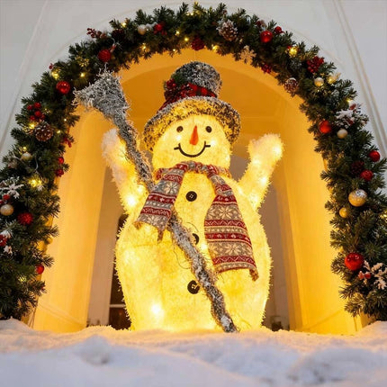 Solar powered Christmas Decoration Lights Snowman Metal Frame LED Light Iron 65cm