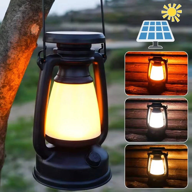 Outdoor Solar USB Rechargeable Camping Lantern Lamp Tent Hiking LED Light Lights
