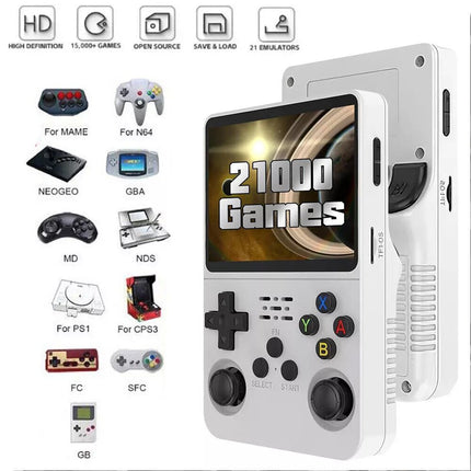 R36S Retro Handheld Video Game Console 3.5 Inch IPS Screen 128Gb White
