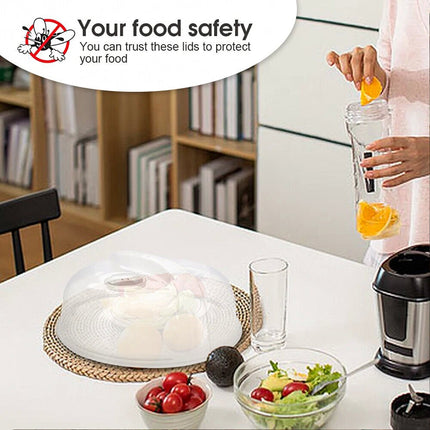 2 Pcs Microwave Food Cover Plate Vented Splatter Protector Clear Hot Kitchen Lid