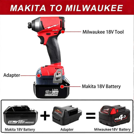 MT20ML Battery Adapter Convert Makita Bl1860 18V Li-ion Battery to Milwaukee M18