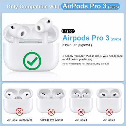 3 Pairs Replacement Ear Tips Compatible with AirPods Pro 3 (2025) Tip Apple