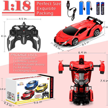 Transformer RC Robot Car 2 IN1 Remote Radio Control Xmas Gift Toys for Kids Red