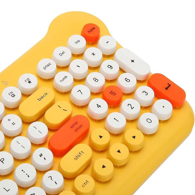 Yellow Cute Auto Sleeping Wireless Keyboard Mouse Set Bluetooth Gamming Computer Laptop