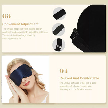 100% Pure Silk Sleeping Eye Mask Sleep Soft Blindfold Lights Out Travel Relax Navy