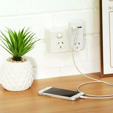 USB Charger w/ 2 Port AU 240V Surge Protected SAA Wall Mounted Iphone Power