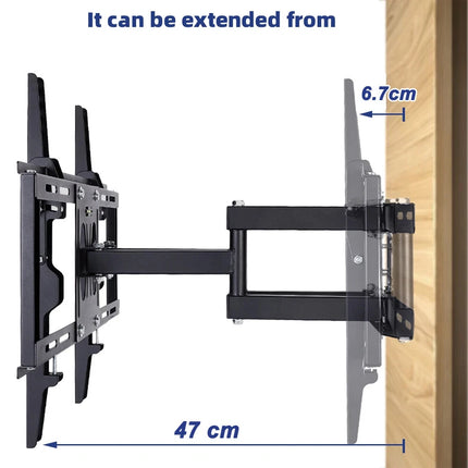 TV Wall Mount Bracket Swivel Tilt Full Motion 26 32 40 43 50 55 60 65 75in 50KG