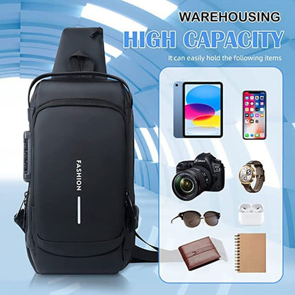 Anti-Theft Chest Bag with Password Lock Sport Sling Men's Shoulder Crossbody