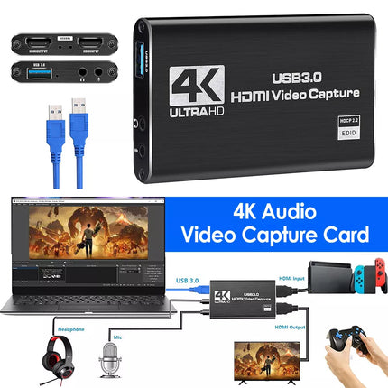 4K HDMI Capture Card for Streaming 60FPS USB 3.0 Game Audio Video Capture Card