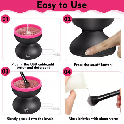 Electric Makeup Brush Cleaner USB Automatic Spin Cosmetic Cleaning Brushes Tool
