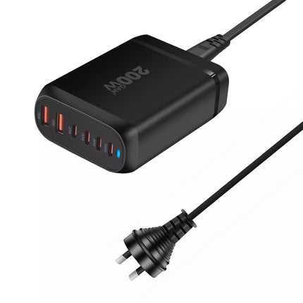 200w Gan USB C Fast Charging Station 6 Ports Pd Type C Charger For iPhone Laptop