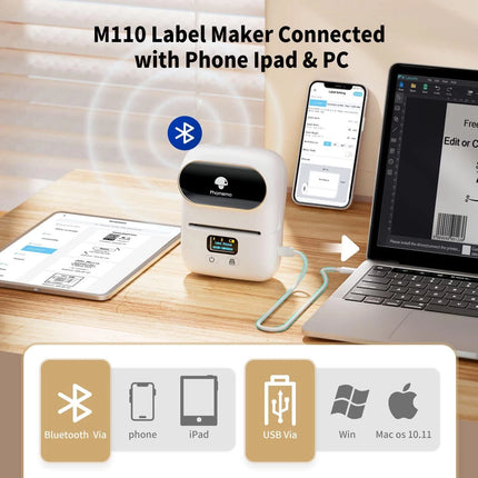 M110 Bluetooth Label Maker Machine Wireless Mini Thermal Printer Sticker