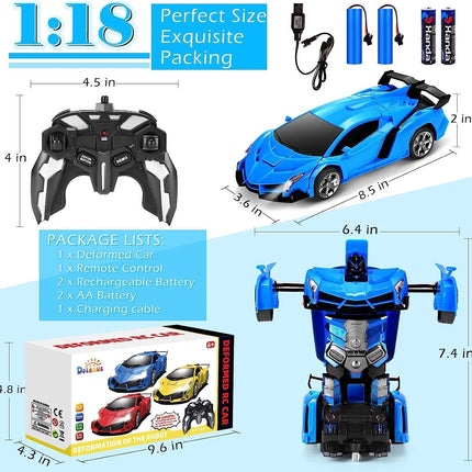 Transformer RC Robot Car 2 IN1 Remote Radio Control Xmas Gift Toys for Kids Blue/Blue