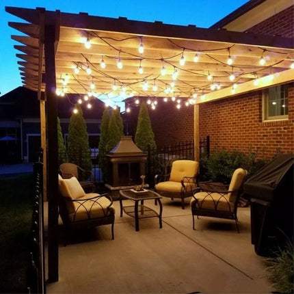 Solar Power 15LED 48FT Festoon String Lights Wedding Party Lights Waterproof