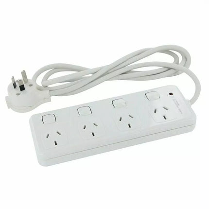 4 Way Outlet Surge Protector Individual Switches 1 Meter 240V Power Board SAA