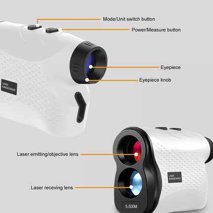 Golf Laser Range Finder Hunting Rangefinder Flagpole Distance Height Speed 500M White