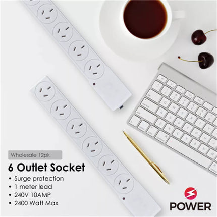 6 Way Socket Outlet Surge Protector Power Strip Powerboard AU PLUG
