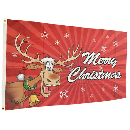 Merry Christmas Flag Large Rudolph Reindeer Flag 150 x 90cm