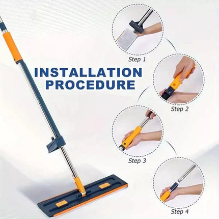 New Upgrade Style Large Flat Mop, 360°Rotating Magic Self Wringing Mop+2 Pads