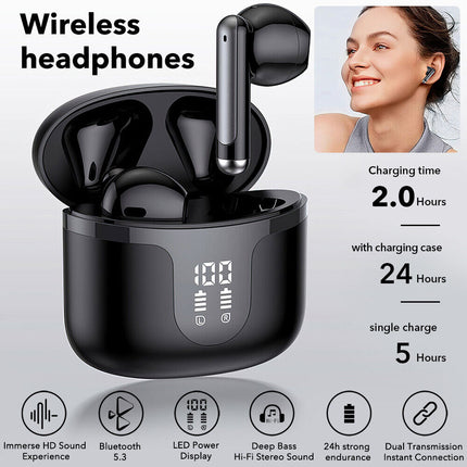 Mpow Wireless Earbuds Bluetooth 5.3 Headset Deep Bass Stereo TWS True Earphones