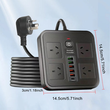 Surge Protector Power Board 4 Outlets USB A C Port Individual Switch Power Strip