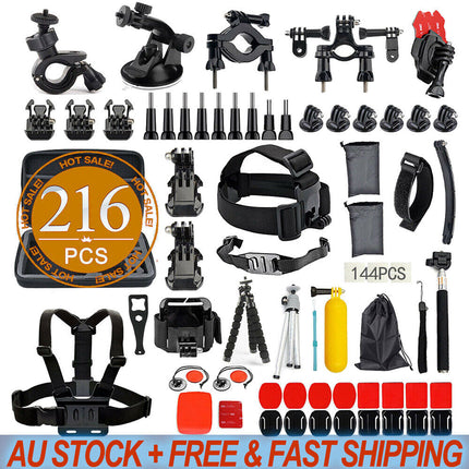 216pcs Accessories Pack Case GoPro 8 7 6 5 4+ Chest Head Monopod Float Mount