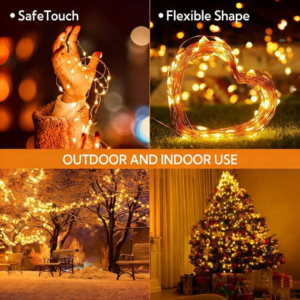 Solar Powered Christmas String Lights Waterproof LED Garden Light Warm White