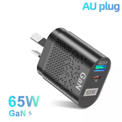 65W GaN Charger Type C PD USB QC 3.0 Fast Charging Wall Adapter for Universal