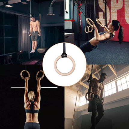 Wooden Gymnastic Olympic Rings Crossfit Gym Fitness Strength Training BS:600KG